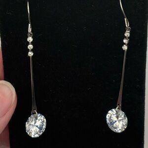 Stunning Silver Crystal Drop Earrings